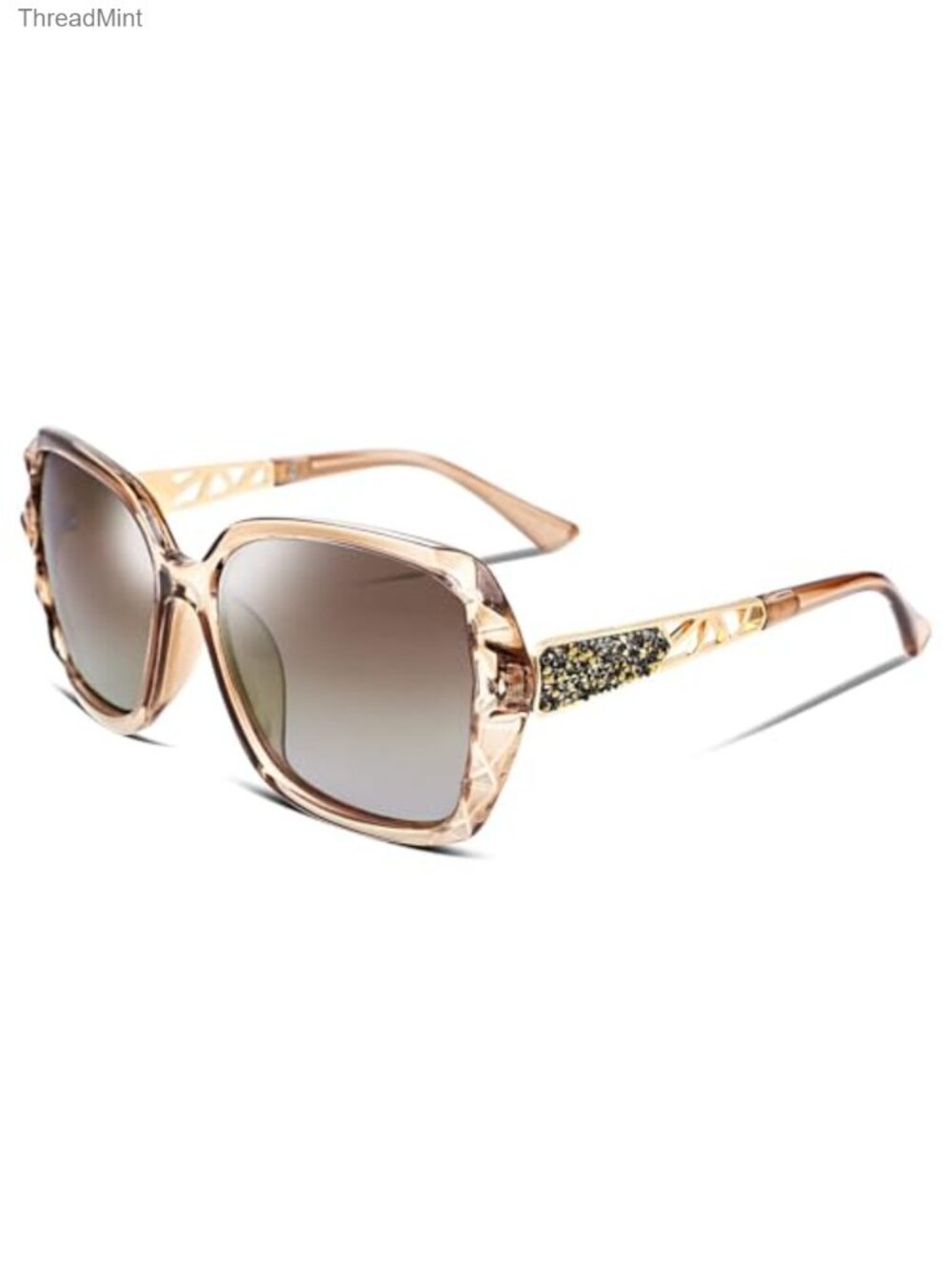 Polarized Square Sunglasses Sparkling Crystal Frame Oversized Women